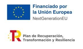 logos de financiación del proyecto. Incluye bandera de la UE y emblema del Pla de Recuperación, Transformación y Resiliencia